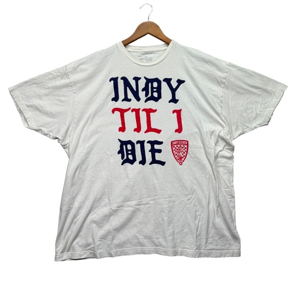 Indy Eleven Till I Die White Sports T-Shirt Soccer Futbol Indiana Adult 3XL - Picture 1 of 4
